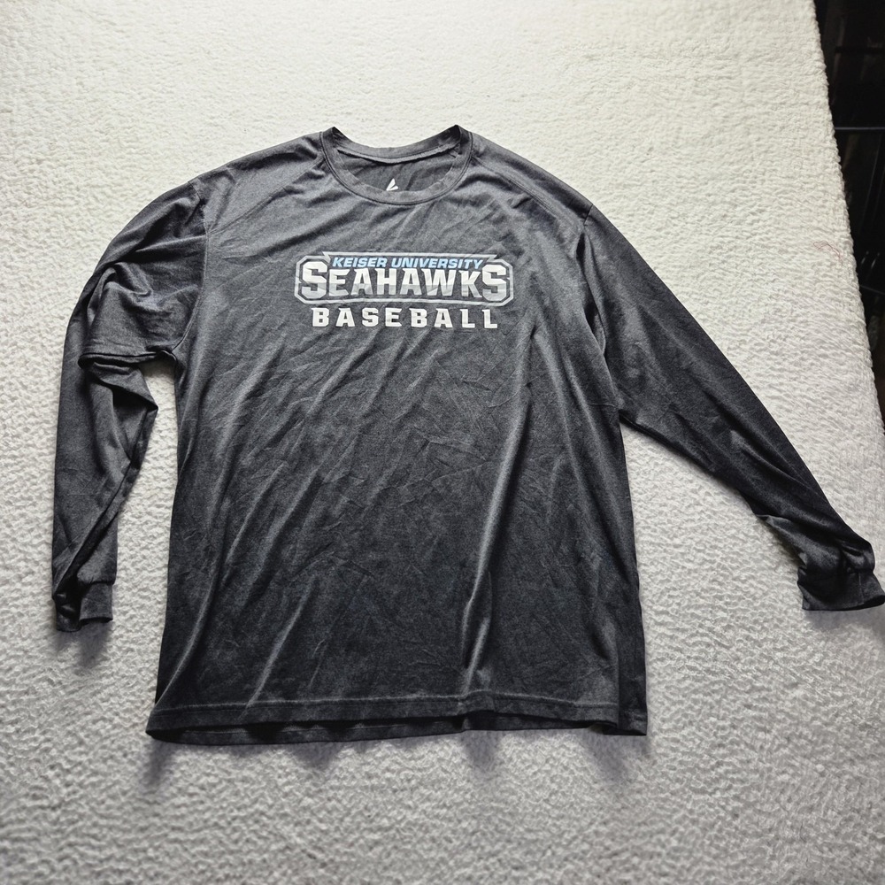 Champion Shirt Mens Large Gray Keiser Seahawks Baseball Long Sleeve Graphic Tee